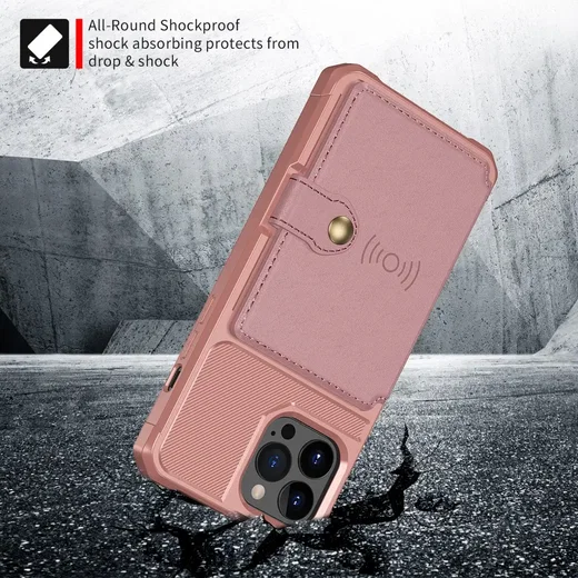 Apple iPhone 13 Pro TPU Back Cover met Kunstleren Wallet Roze afbeelding 7