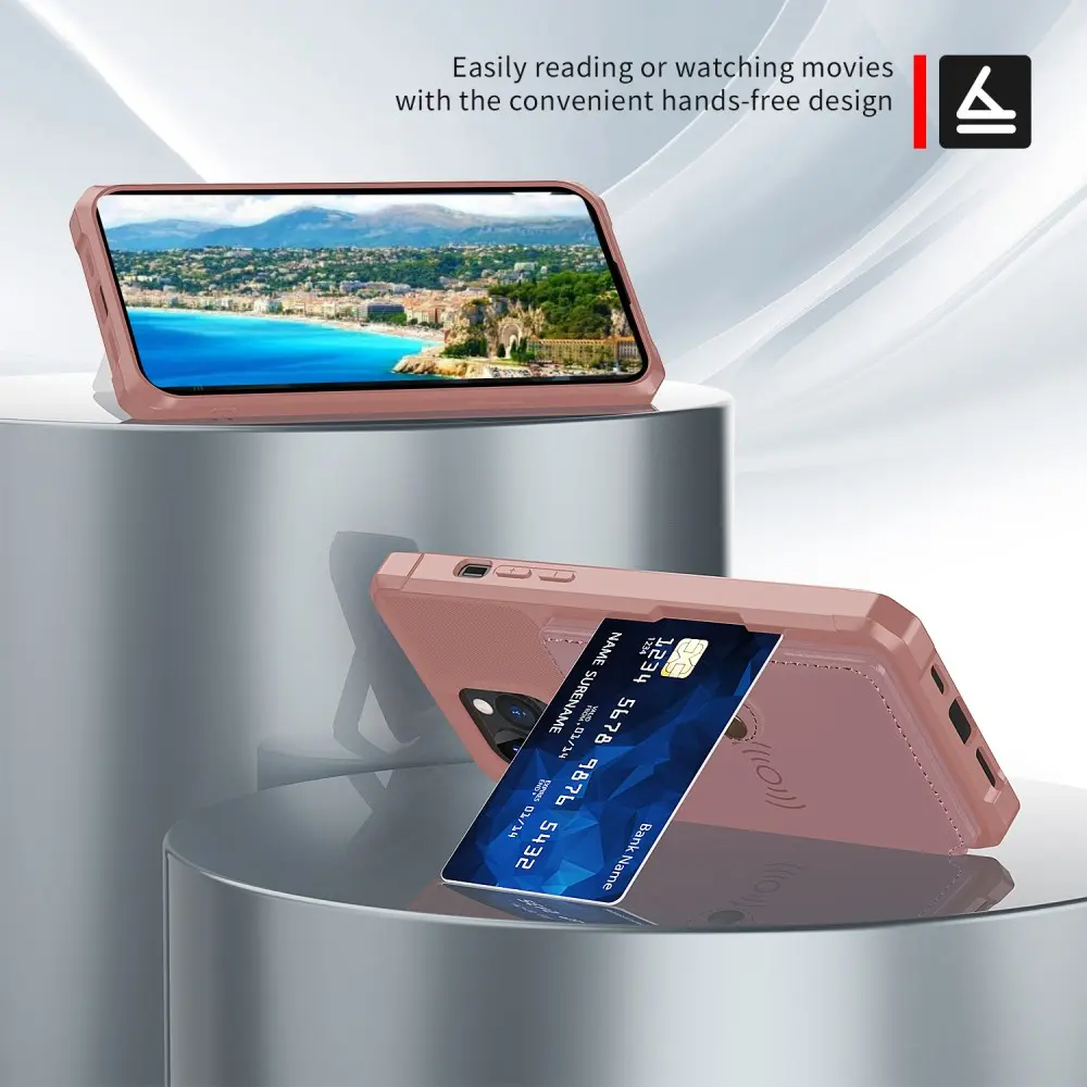 Apple iPhone 13 Pro TPU Back Cover met Kunstleren Wallet Roze afbeelding 5