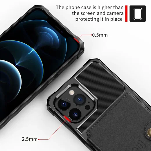 Apple iPhone 13 Pro TPU Back Cover met Kunstleren Wallet Zwart afbeelding 9