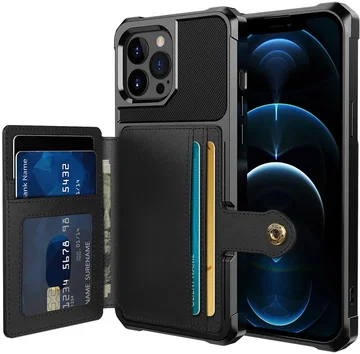 Apple iPhone 13 Pro TPU Back Cover met Kunstleren Wallet Zwart