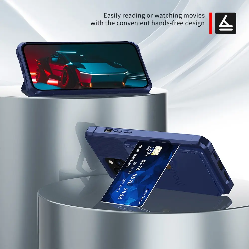 Apple iPhone 13 Pro Max TPU Back Cover met Kunstleren Wallet Blauw afbeelding 4