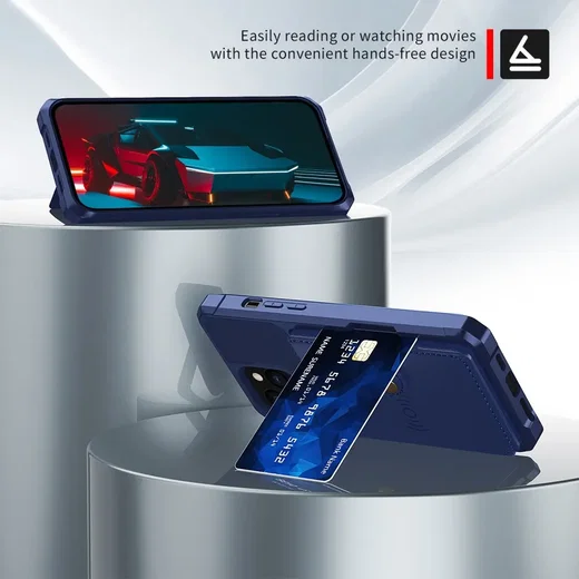Apple iPhone 13 Pro Max TPU Back Cover met Kunstleren Wallet Blauw afbeelding 4