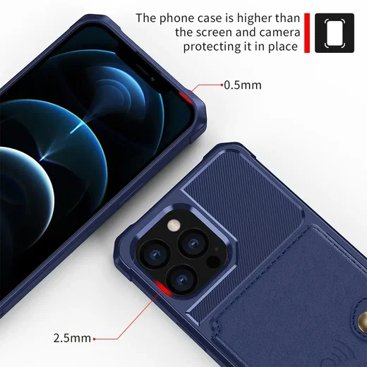 Apple iPhone 13 Pro Max TPU Back Cover met Kunstleren Wallet Blauw afbeelding 9
