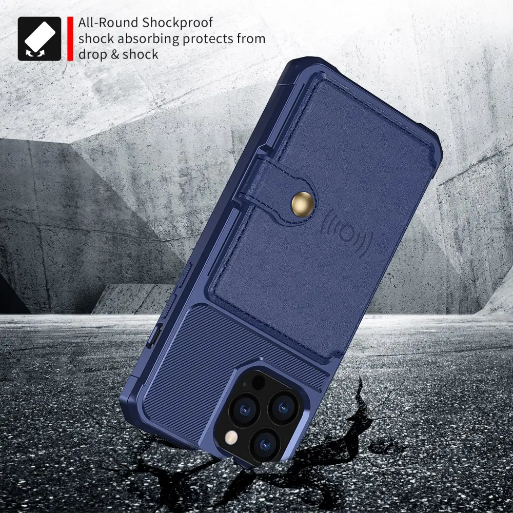 Apple iPhone 13 Pro Max TPU Back Cover met Kunstleren Wallet Blauw afbeelding 7