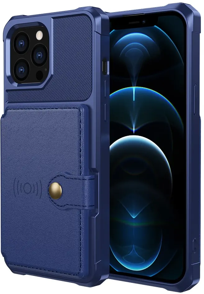 Apple iPhone 13 Pro Max TPU Back Cover met Kunstleren Wallet Blauw afbeelding 2