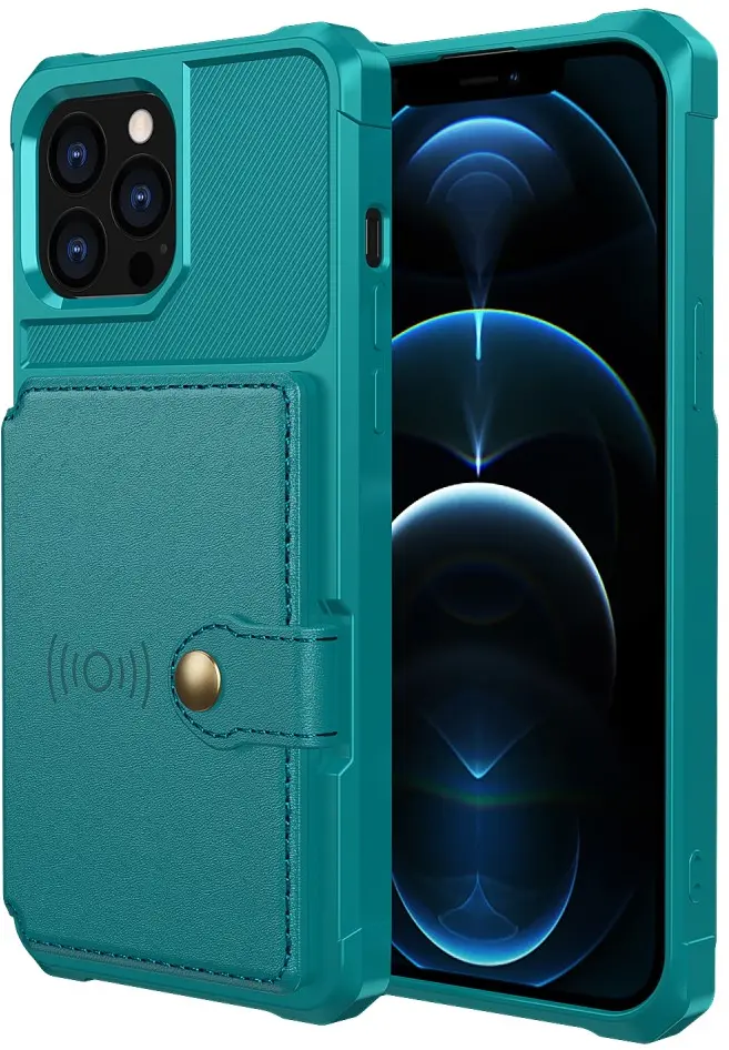 Apple iPhone 13 Pro Max TPU Back Cover met Kunstleren Wallet Groen afbeelding 2