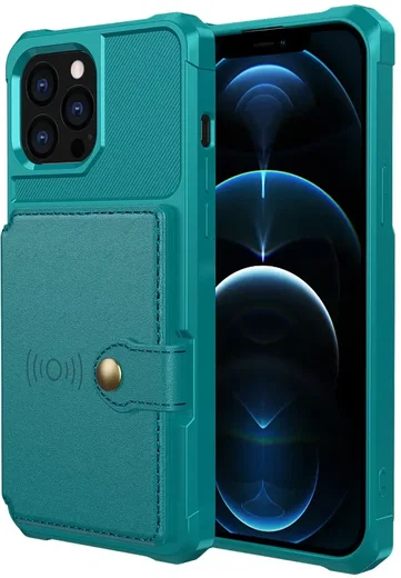 Apple iPhone 13 Pro Max TPU Back Cover met Kunstleren Wallet Groen afbeelding 2