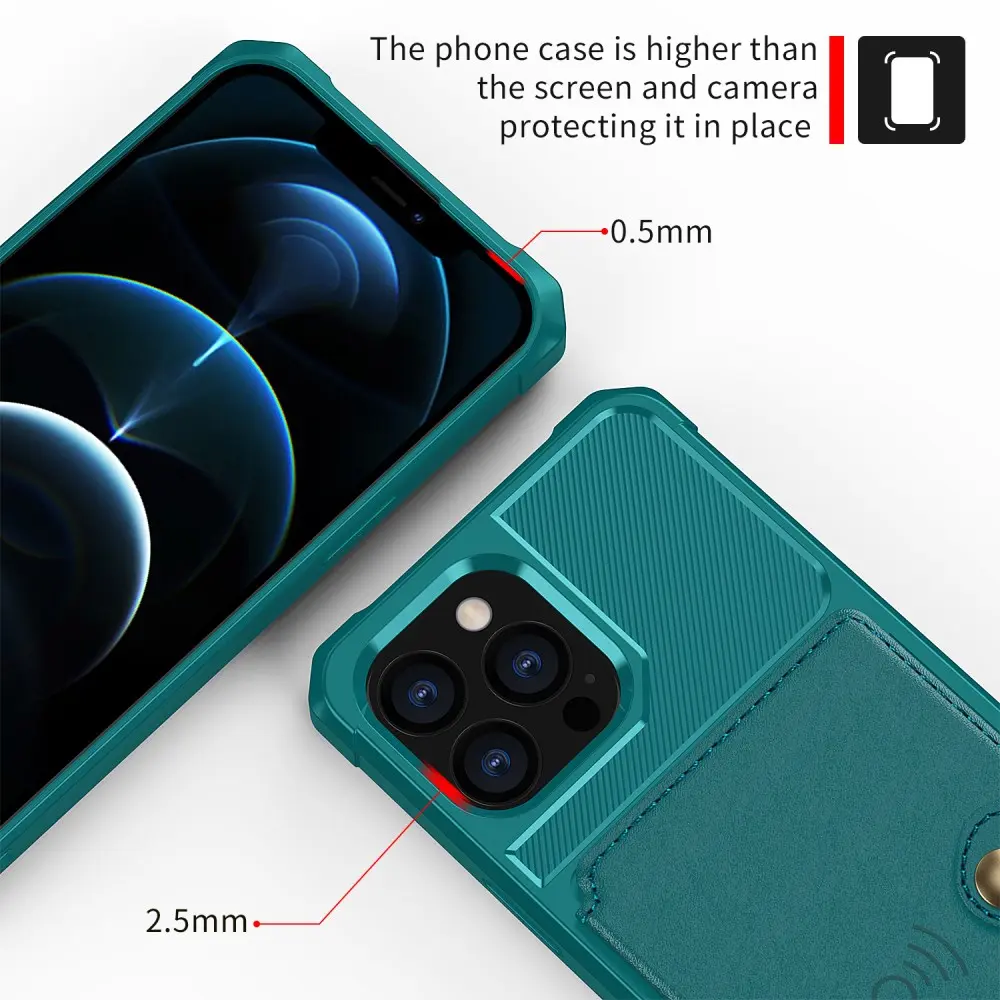 Apple iPhone 13 Pro Max TPU Back Cover met Kunstleren Wallet Groen afbeelding 9
