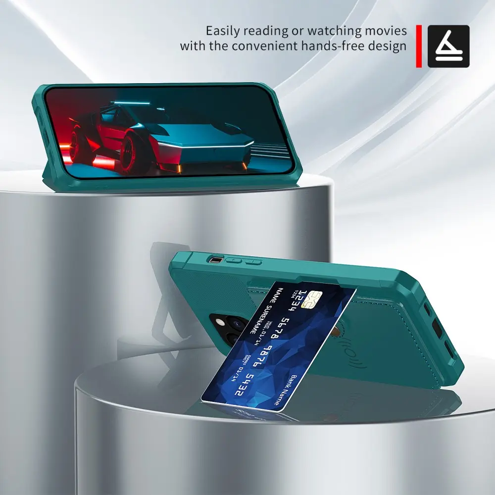 Apple iPhone 13 Pro Max TPU Back Cover met Kunstleren Wallet Groen afbeelding 5
