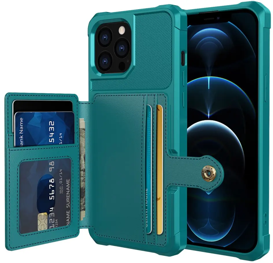 Apple iPhone 13 Pro Max TPU Back Cover met Kunstleren Wallet Groen afbeelding 1