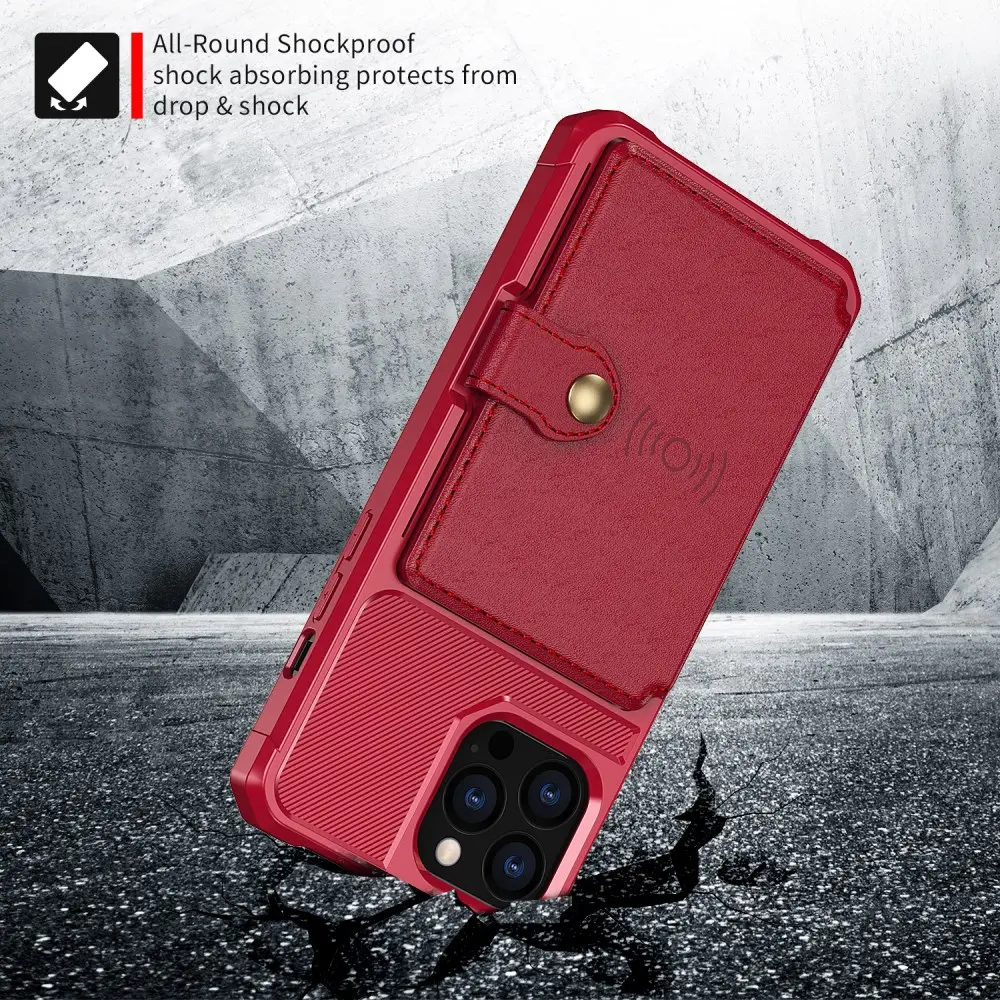 Apple iPhone 13 Pro Max TPU Back Cover met Kunstleren Wallet Rood afbeelding 7