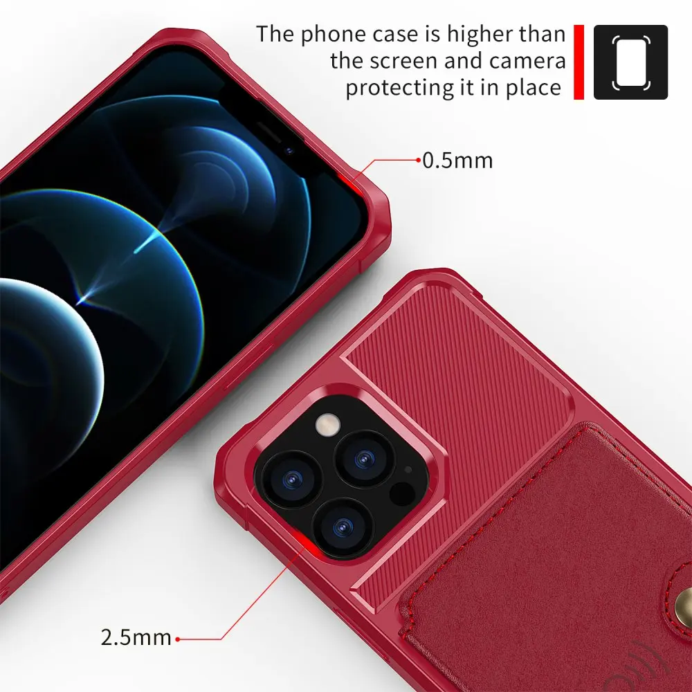 Apple iPhone 13 Pro Max TPU Back Cover met Kunstleren Wallet Rood afbeelding 9