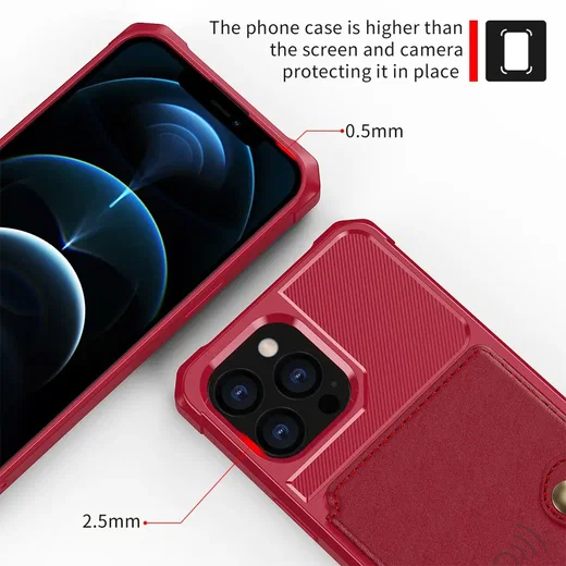 Apple iPhone 13 Pro Max TPU Back Cover met Kunstleren Wallet Rood afbeelding 9