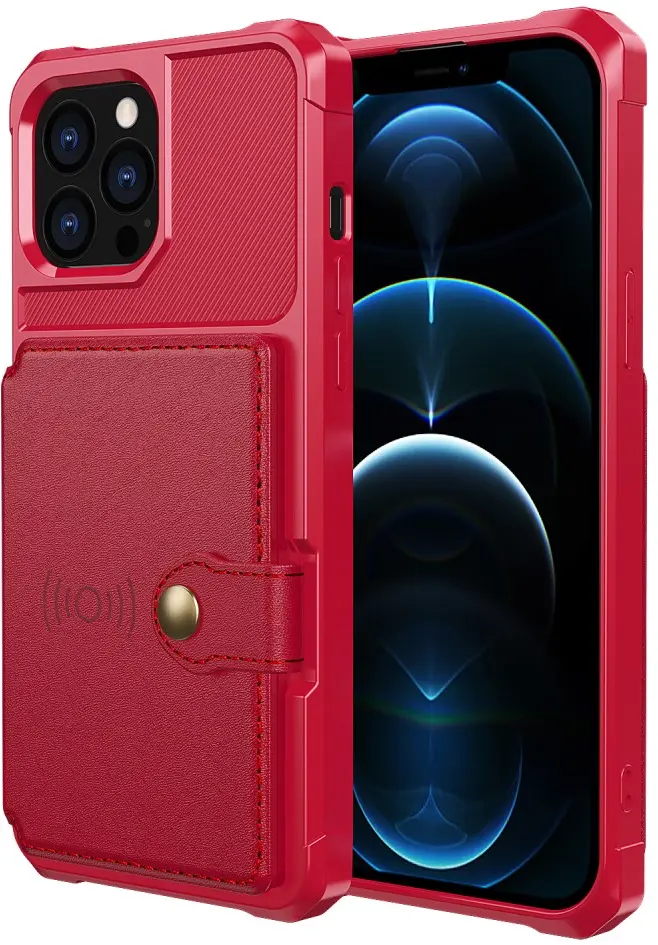 Apple iPhone 13 Pro Max TPU Back Cover met Kunstleren Wallet Rood afbeelding 2