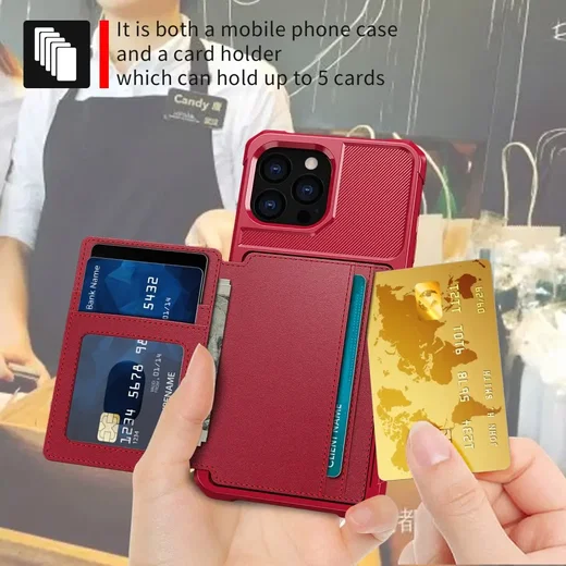 Apple iPhone 13 Pro Max TPU Back Cover met Kunstleren Wallet Rood afbeelding 8