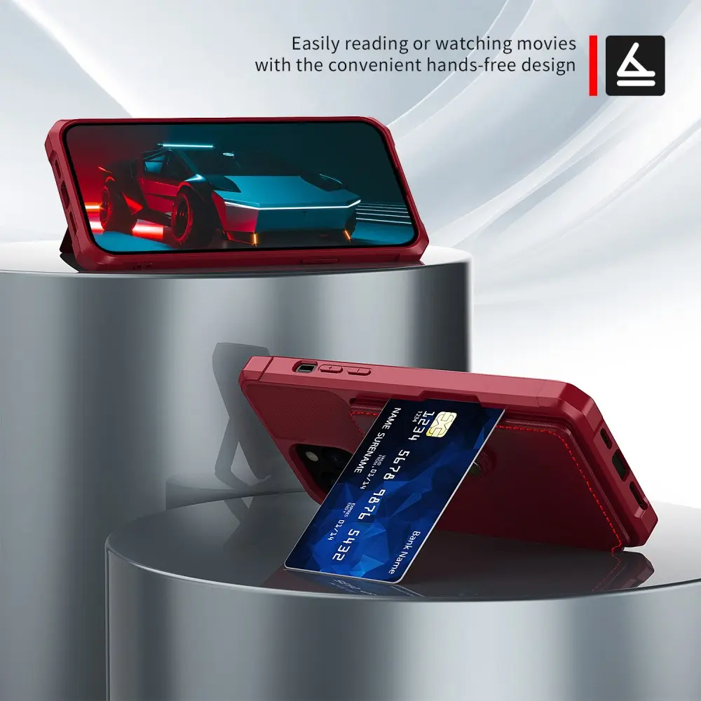 Apple iPhone 13 Pro Max TPU Back Cover met Kunstleren Wallet Rood afbeelding 5