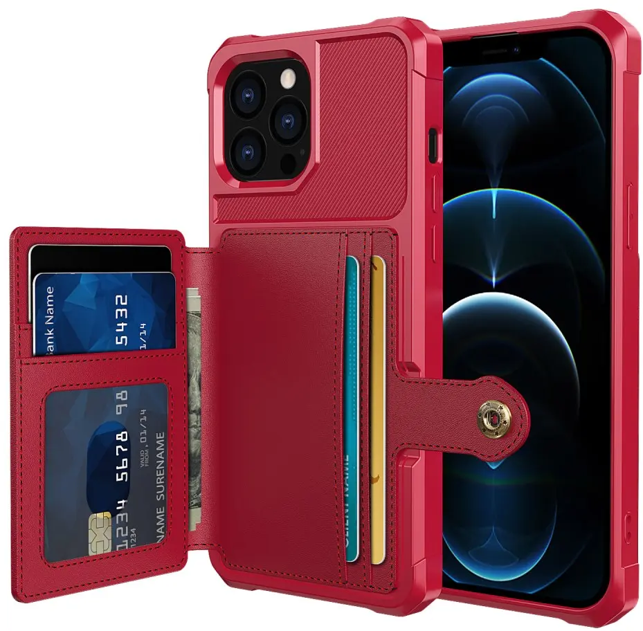 Apple iPhone 13 Pro Max TPU Back Cover met Kunstleren Wallet Rood afbeelding 1