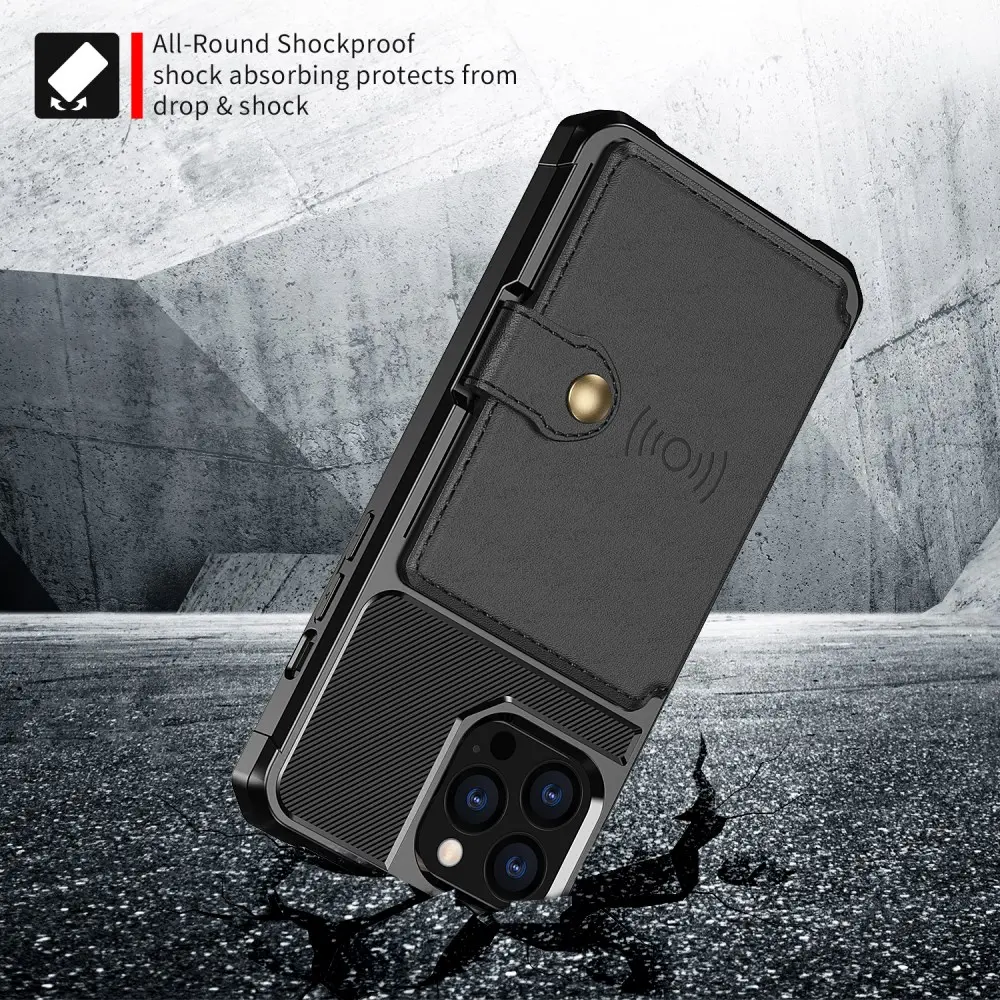 Apple iPhone 13 Pro Max TPU Back Cover met Kunstleren Wallet Zwart afbeelding 4