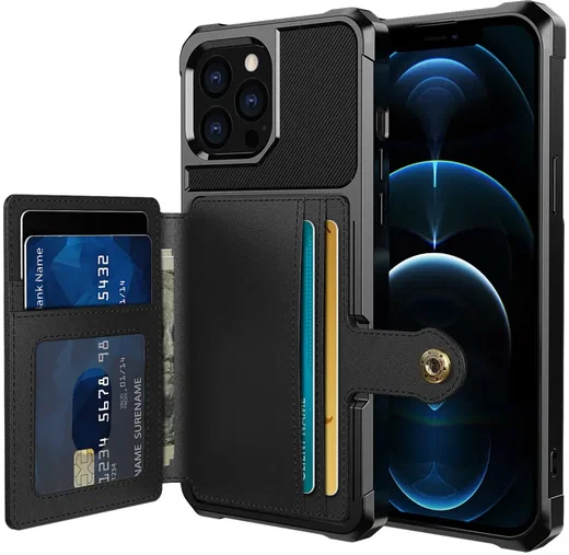 Apple iPhone 13 Pro Max TPU Back Cover met Kunstleren Wallet Zwart afbeelding 1