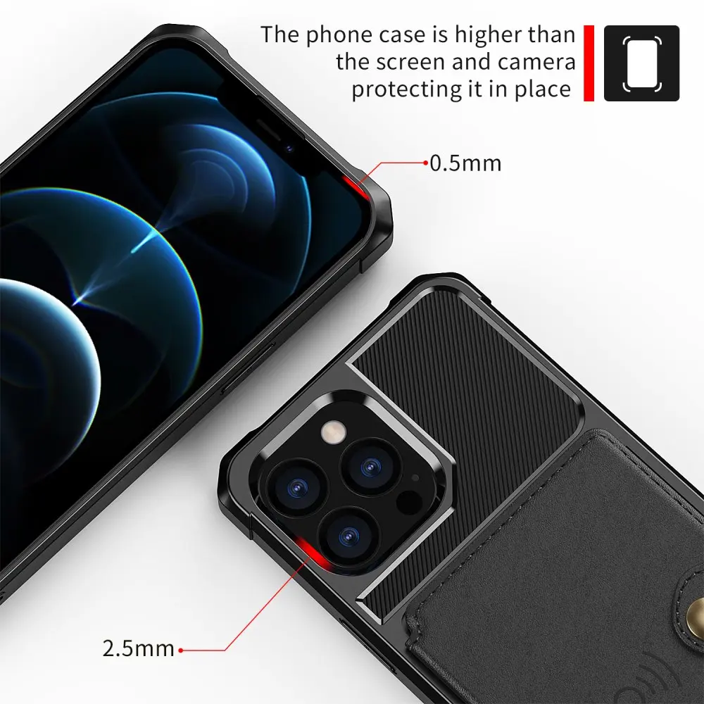 Apple iPhone 13 Pro Max TPU Back Cover met Kunstleren Wallet Zwart afbeelding 9