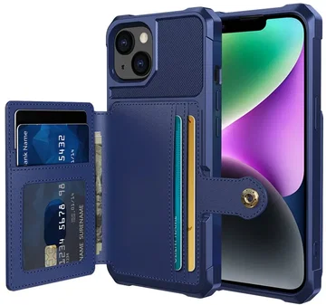 Apple iPhone 14 TPU Back Cover met Kunstleren Wallet Blauw