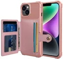 Apple iPhone 14 TPU Back Cover met Kunstleren Wallet Roze