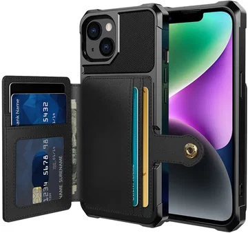 Apple iPhone 14 TPU Back Cover met Kunstleren Wallet Zwart