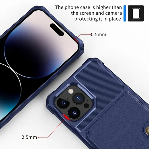 Apple iPhone 14 Pro TPU Back Cover met Kunstleren Wallet Blauw afbeelding 9