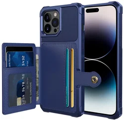 Apple iPhone 14 Pro TPU Back Cover met Kunstleren Wallet Blauw afbeelding