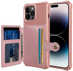 Apple iPhone 14 Pro TPU Back Cover met Kunstleren Wallet Roze afbeelding