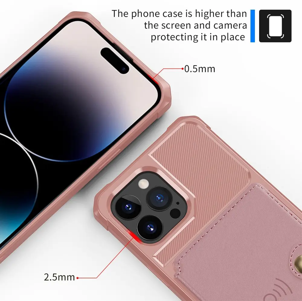 Apple iPhone 14 Pro TPU Back Cover met Kunstleren Wallet Roze afbeelding 9