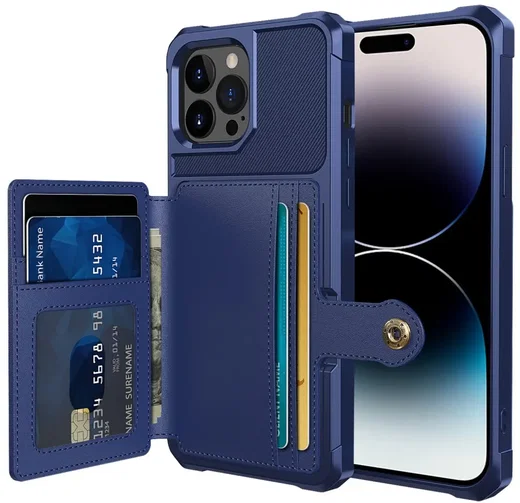 Apple iPhone 14 Pro Max TPU Back Cover met Kunstleren Wallet Blauw afbeelding 1