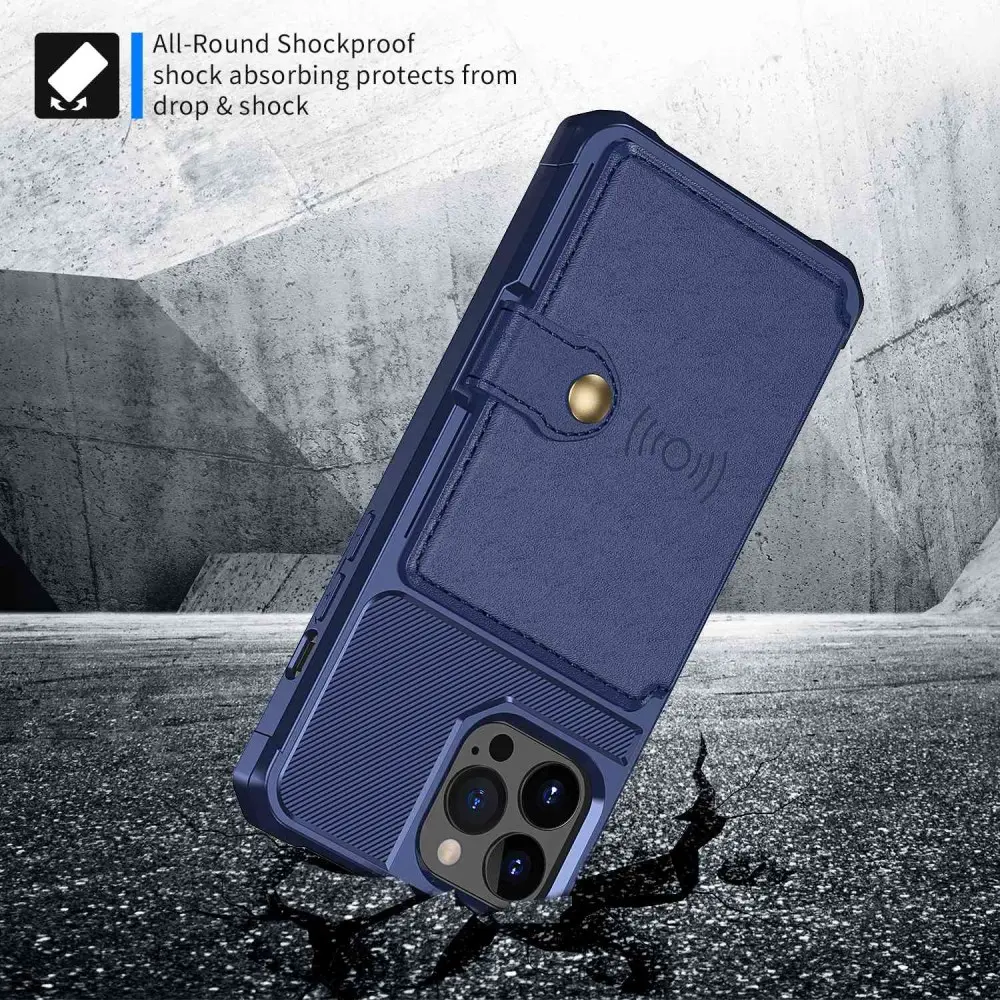 Apple iPhone 14 Pro Max TPU Back Cover met Kunstleren Wallet Blauw afbeelding 4