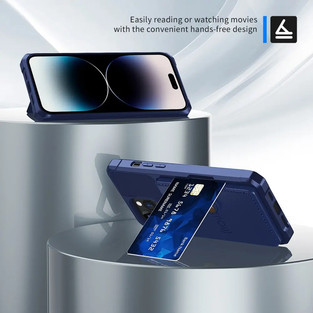 Apple iPhone 14 Pro Max TPU Back Cover met Kunstleren Wallet Blauw afbeelding 6
