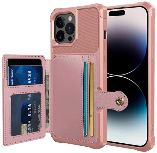 Apple iPhone 14 Pro Max TPU Back Cover met Kunstleren Wallet Roze afbeelding 1