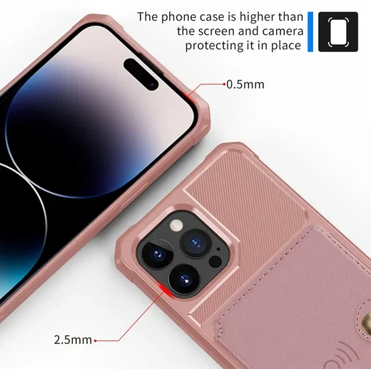 Apple iPhone 14 Pro Max TPU Back Cover met Kunstleren Wallet Roze afbeelding 9
