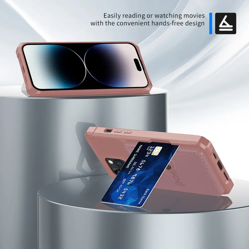 Apple iPhone 14 Pro Max TPU Back Cover met Kunstleren Wallet Roze afbeelding 6