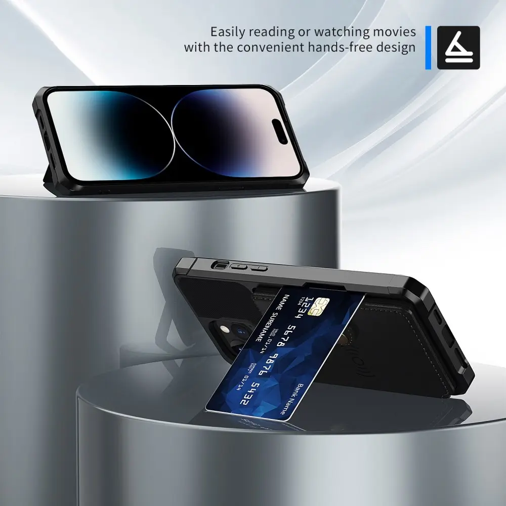 Apple iPhone 14 Pro Max TPU Back Cover met Kunstleren Wallet Zwart afbeelding 6