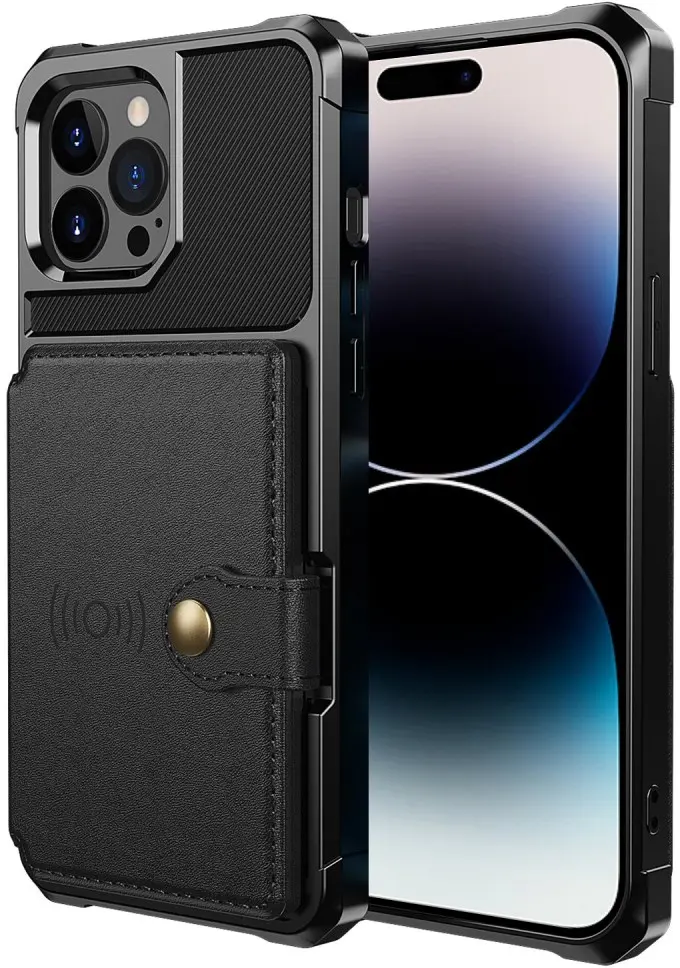 Apple iPhone 14 Pro Max TPU Back Cover met Kunstleren Wallet Zwart afbeelding 2