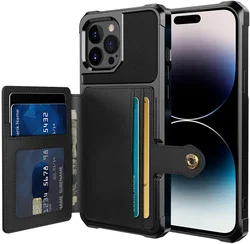 Apple iPhone 14 Pro Max TPU Back Cover met Kunstleren Wallet Zwart afbeelding
