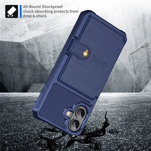 Apple iPhone 16 TPU Back Cover met Kunstleren Wallet Zwart afbeelding 3