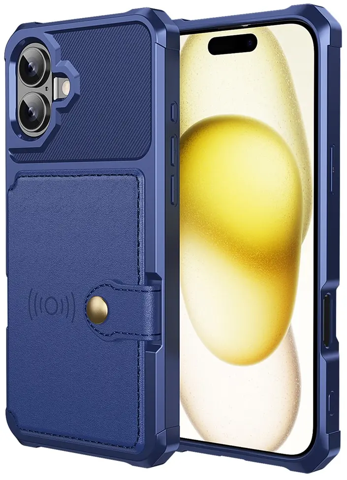 Apple iPhone 16 TPU Back Cover met Kunstleren Wallet Zwart afbeelding 8