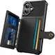 Apple iPhone 16 TPU Back Cover met Kunstleren Wallet Zwart afbeelding 2