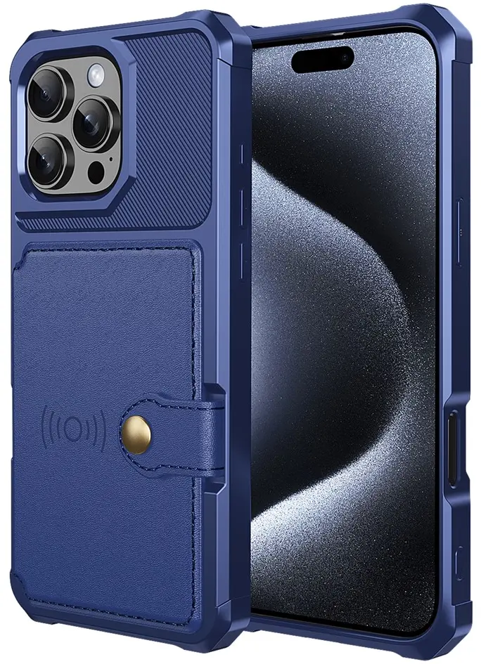 Apple iPhone 16 Plus TPU Back Cover met Kunstleren Wallet Blauw afbeelding 8