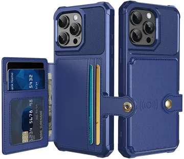 Apple iPhone 16 Plus TPU Back Cover met Kunstleren Wallet Blauw