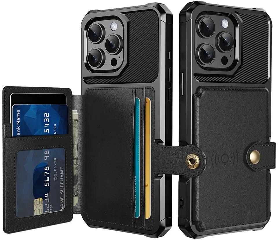 Apple iPhone 16 Plus TPU Back Cover met Kunstleren Wallet Zwart afbeelding 1