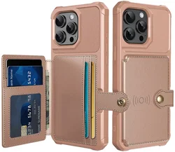 Apple iPhone 16 Pro TPU Back Cover met Kunstleren Wallet Roze afbeelding