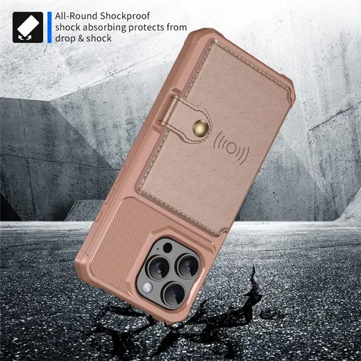 Apple iPhone 16 Pro TPU Back Cover met Kunstleren Wallet Roze afbeelding 3