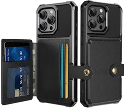 Apple iPhone 16 Pro TPU Back Cover met Kunstleren Wallet Zwart afbeelding