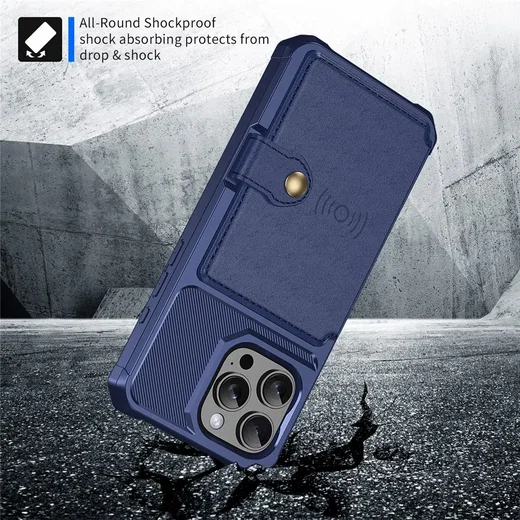 Apple iPhone 16 Pro Max TPU Back Cover met Kunstleren Wallet Blauw afbeelding 3